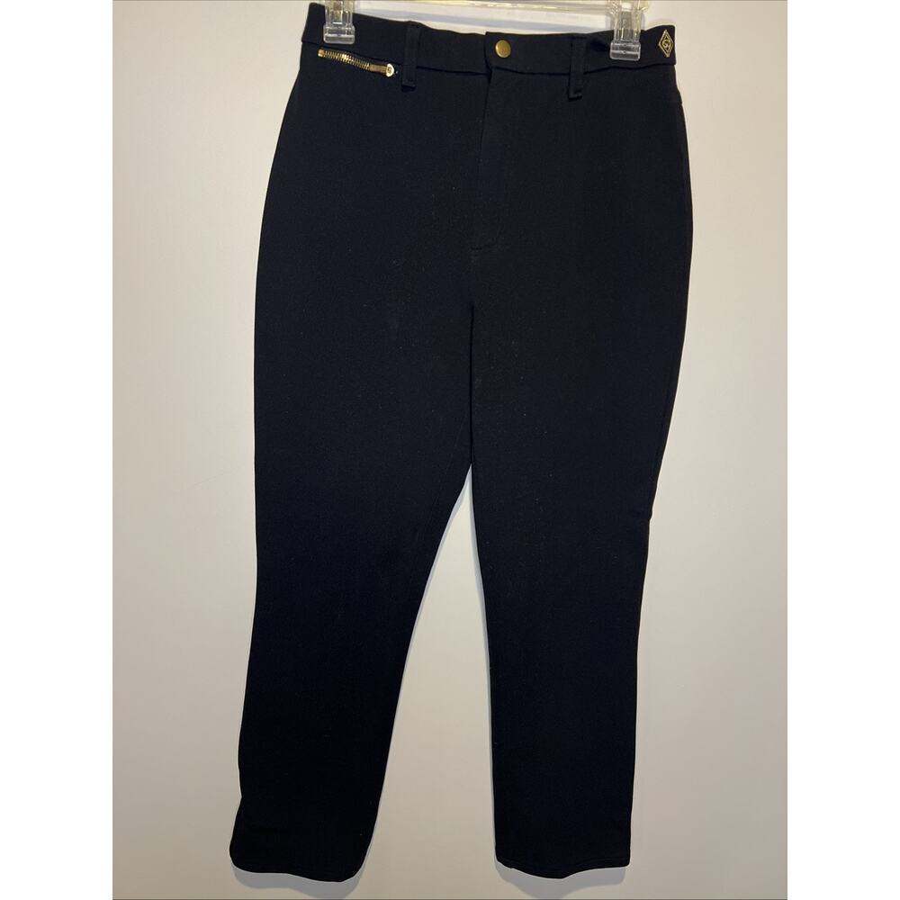 St John Sport Marie Gray Black Herringbone Knit High Rise Pants Trousers Women 4